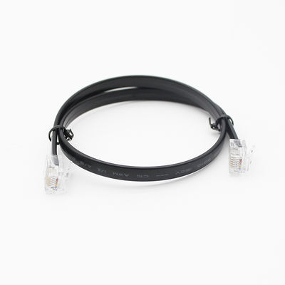 Black RJ12 6P6C Telephone Flat Cable 28AWG 6-core CABLE 3.2ft Pure Copper 6P6C RJ11 Connector